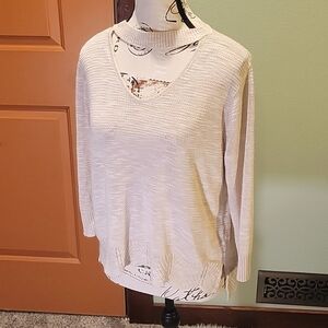 Edgy 3/4 Sleeve Sweater with Fun Neckline